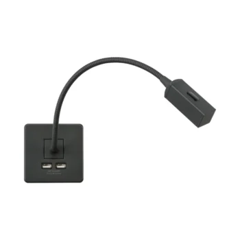 Knightsbridge SFRLAT LED Dimmable Reading Light with Dual USB A - Anthracite