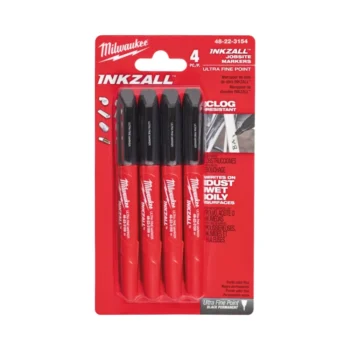 Milwaukee 48223154 INKZALL Fine Tip Markers Black - Pack of 4