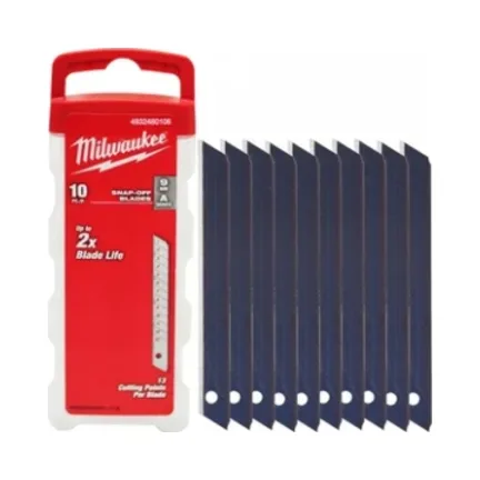 Milwaukee 4932480106 9mm Silver Snap Blade - Pack of 10 1 Milwaukee 4932480106 9mm Silver Snap Blade - Pack of 10