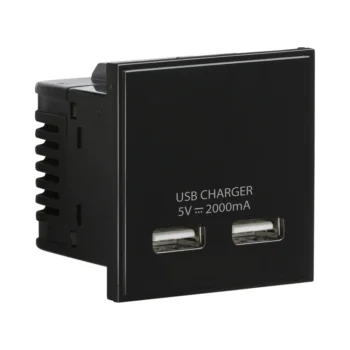 Knightsbridge NETUSBBK Knightsbridge Dual USB charger (2A) Module 50 x 50mm - Black