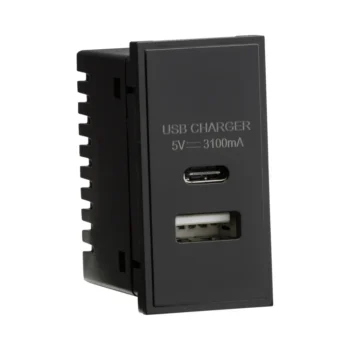 Knightsbridge NETUSBCBK Knightsbridge Dual USB Charger (3.1A) Module 25 x 50mm - Black
