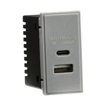 Knightsbridge NETUSBCGY Knightsbridge Dual USB Charger (3.1A) Module 25 x 50mm - Grey