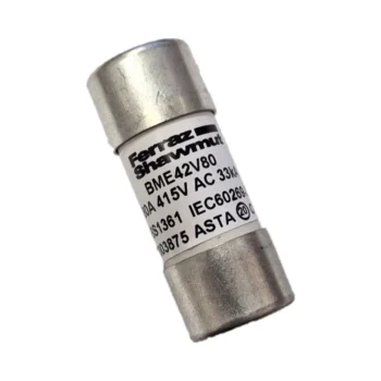 Niglon FLC80 80A Type ME fuse for 415V three-phase systems, BS1361 compliant, compact design for standard carriers.