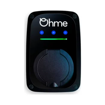 Ohme ePod 7.4kW socketed EV charger mounted on exterior wall