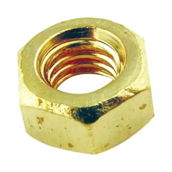 Olympic Fixings 216-355-075 M4 Brass Hexagon Nuts – corrosion-resistant 7mm brass nuts for M4 fixings.