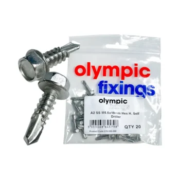 Olympic Fixings 270-100-060 Olympic Fixings Hex Head Self Drilling Screws for Solar Kits - 5.5x19 mm - 20 Pcs