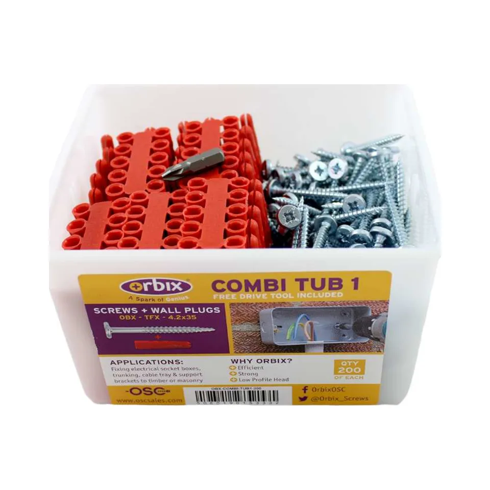 Orbix OBX-COMBI-TUB1 with Red Wall Plugs and Screws 1 Orbix OBX-COMBI-TUB1 Orbix OBX-COMBI-TUB1 with Red Wall Plugs and Screws