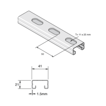 Atkore Unistrut P4000T10X3000PG Atkore Unistrut P4000T - Light Channel Slot - 3 Metres 2