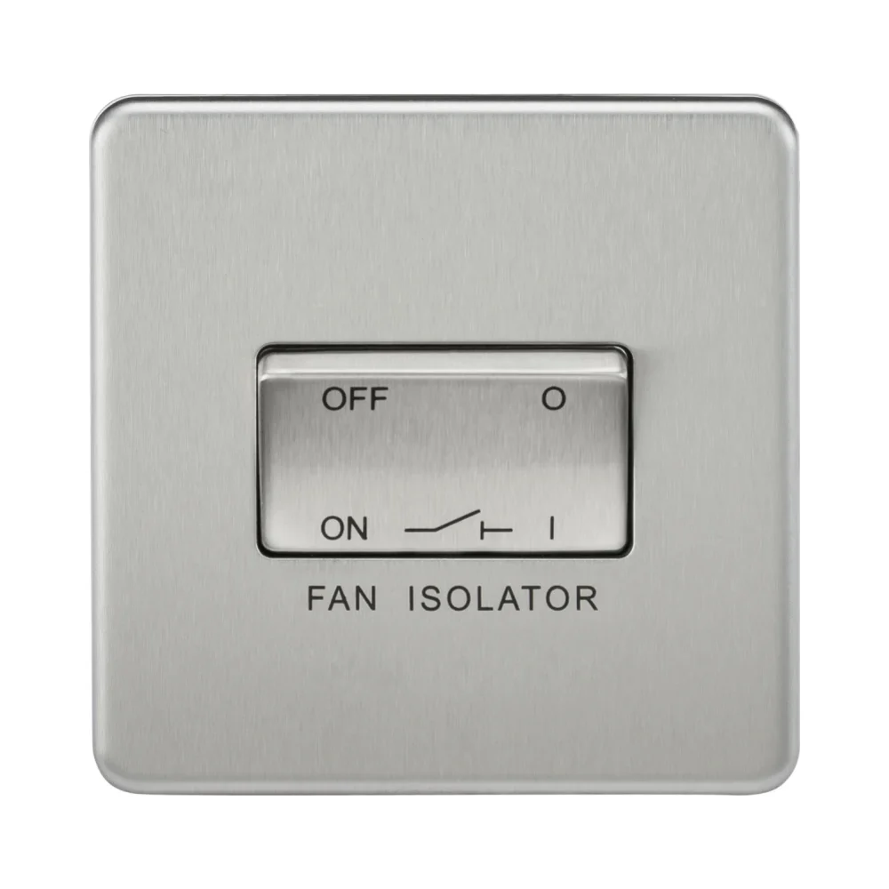 Knightsbridge Screwless 10AX 3 Pole Fan Isolator Switch - Brushed Chrome 1 Knightsbridge SF1100BC Knightsbridge Screwless 10AX 3 Pole Fan Isolator Switch - Brushed Chrome