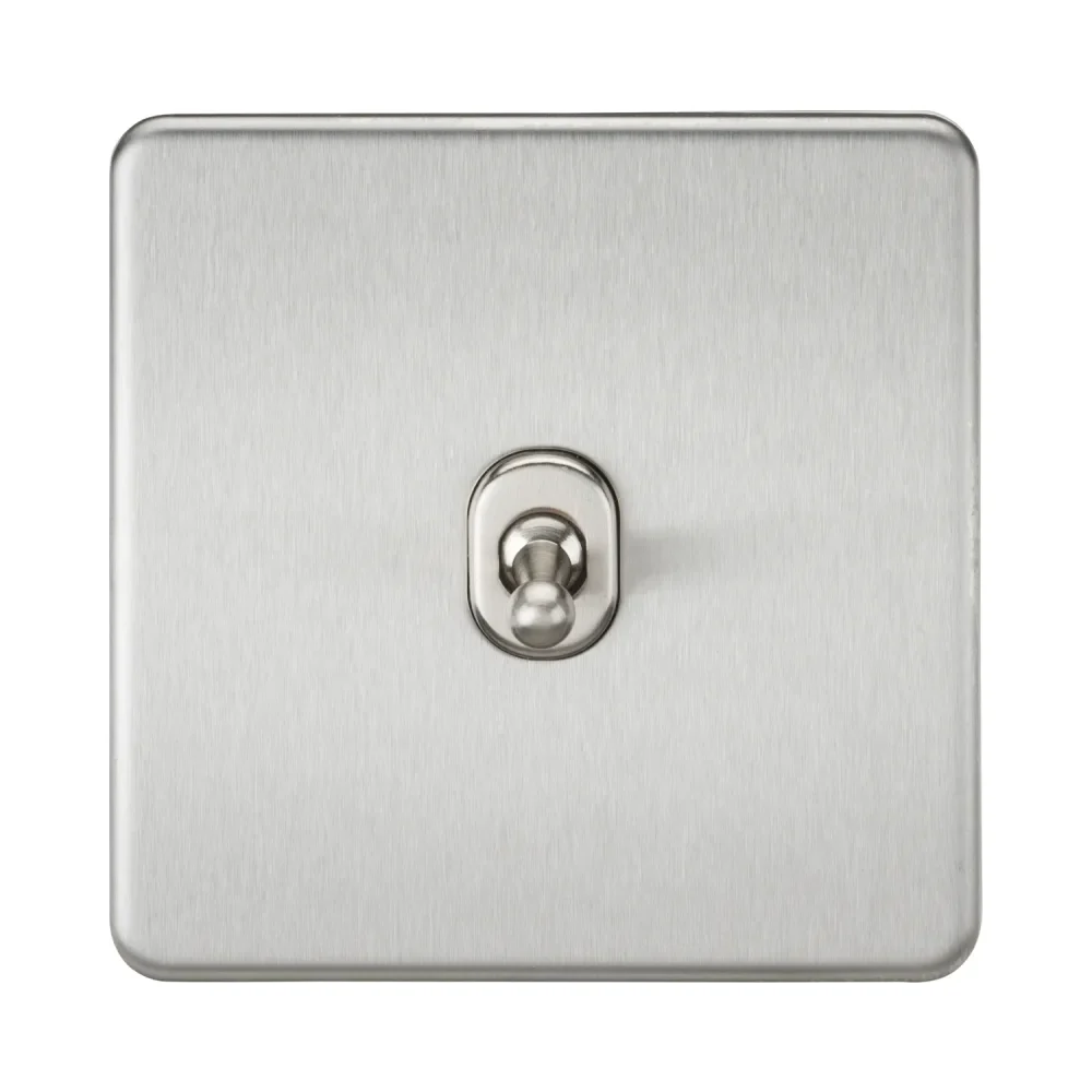 Knightsbridge Screwless 10AX 1G 2-Way Toggle Switch - Brushed Chrome 1 Knightsbridge SF1TOGBC Knightsbridge Screwless 10AX 1G 2-Way Toggle Switch - Brushed Chrome