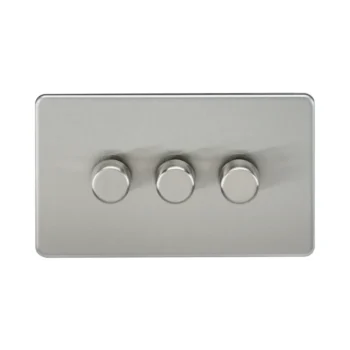 Knightsbridge SF2183BC Knightsbridge Screwless 3G 2-way 10-200W (5-150W LED) Trailing Edge Dimmer - Brushed Chrome