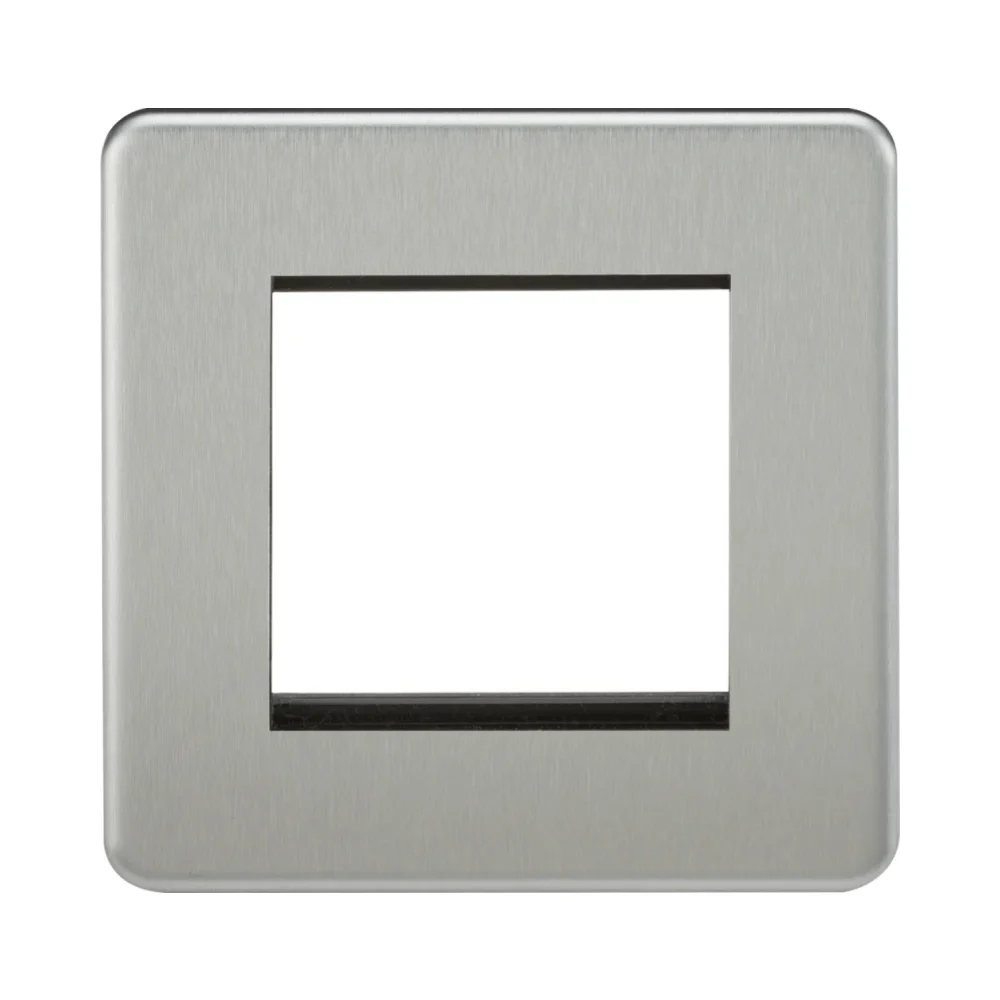 Knightsbridge Screwless 2G Modular Faceplate - Brushed Chrome 1 Knightsbridge SF2GBC Knightsbridge Screwless 2G Modular Faceplate - Brushed Chrome
