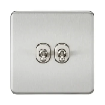 Knightsbridge SF2TOGBC Knightsbridge Screwless 10AX 2G 2-Way Toggle Switch - Brushed Chrome