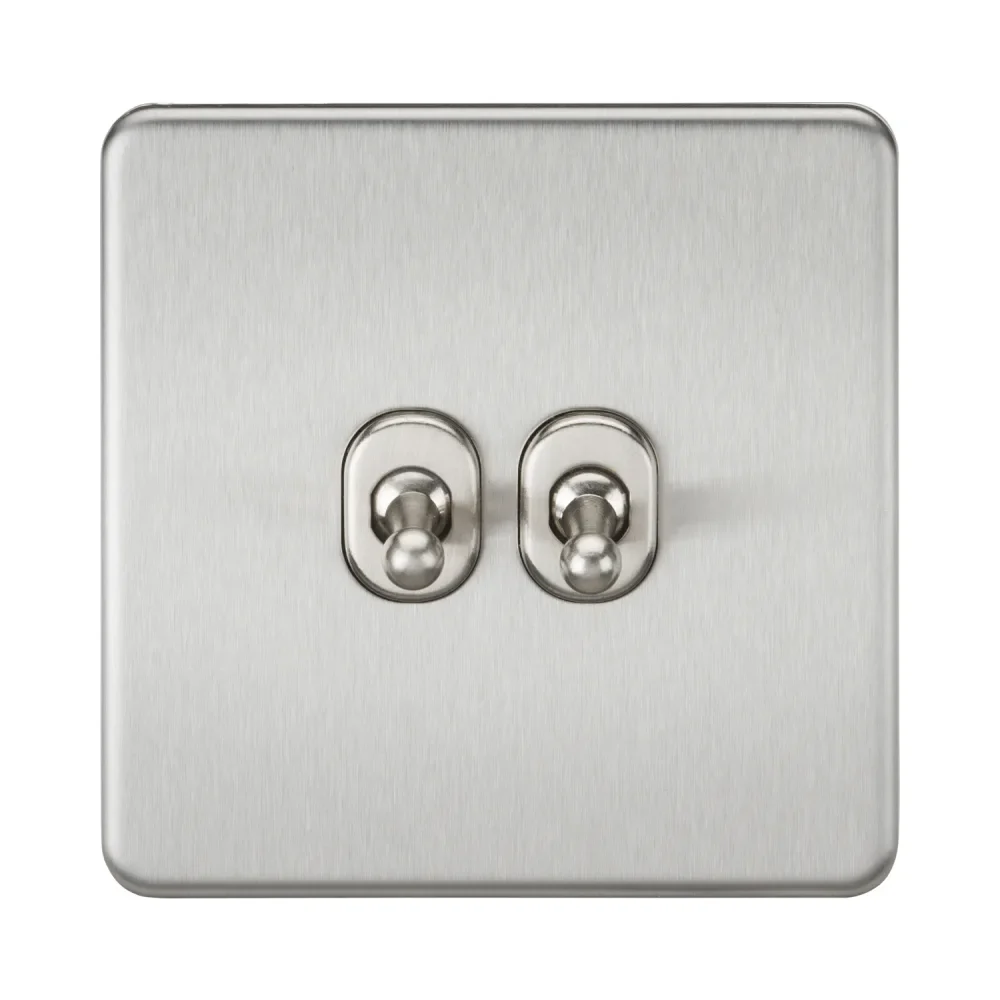 Knightsbridge Screwless 10AX 2G 2-Way Toggle Switch - Brushed Chrome 1 Knightsbridge SF2TOGBC Knightsbridge Screwless 10AX 2G 2-Way Toggle Switch - Brushed Chrome