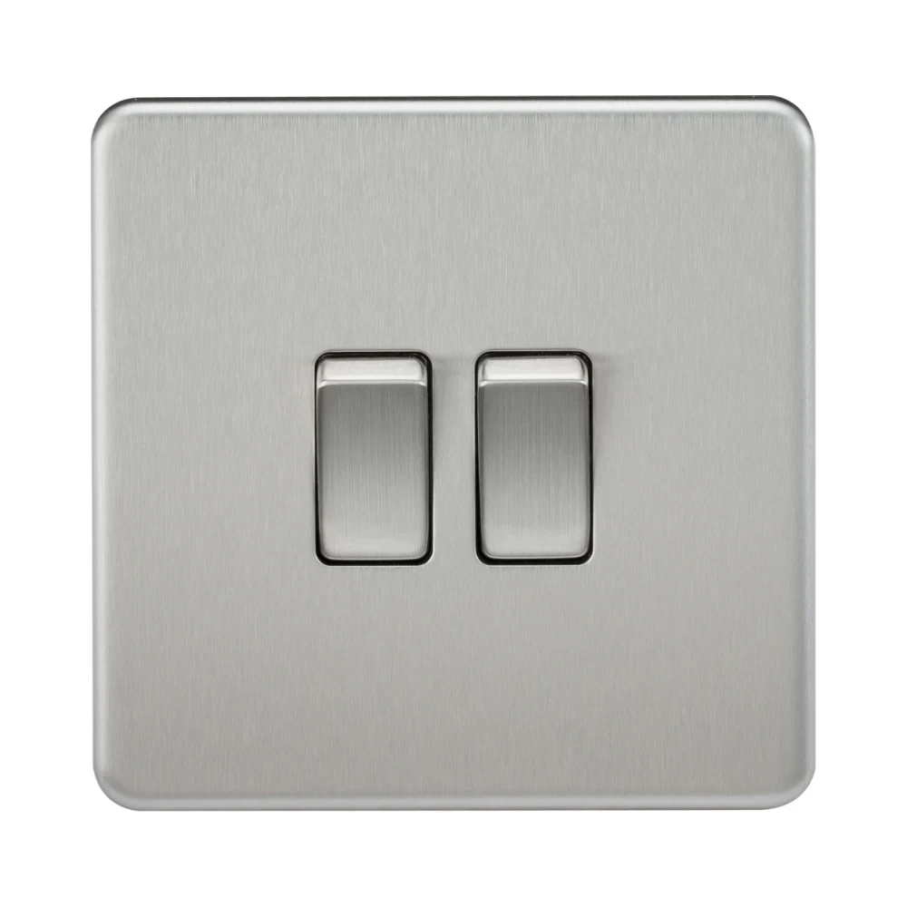 Knightsbridge Screwless 10AX 2G 2-Way Switch - Brushed Chrome 1 Knightsbridge SF3000BC Knightsbridge Screwless 10AX 2G 2-Way Switch - Brushed Chrome