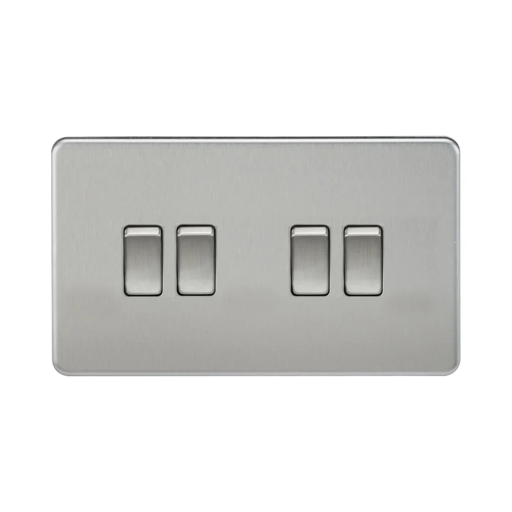 Knightsbridge Screwless 10AX 4G 2-Way Switch - Brushed Chrome 1 Knightsbridge SF4100BC Knightsbridge Screwless 10AX 4G 2-Way Switch - Brushed Chrome