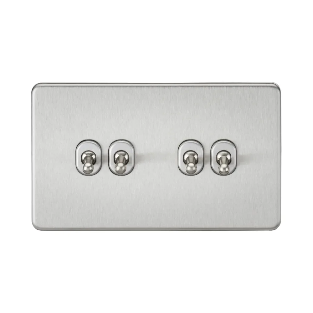 Knightsbridge Screwless 10AX 4G 2-Way Toggle Switch - Brushed Chrome 1 Knightsbridge SF4TOGBC Knightsbridge Screwless 10AX 4G 2-Way Toggle Switch - Brushed Chrome