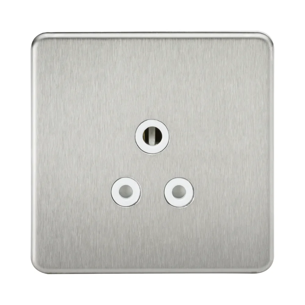 Knightsbridge Screwless 5A Unswitched Socket - Brushed Chrome with White Insert 1 Knightsbridge SF5ABCW Knightsbridge Screwless 5A Unswitched Socket - Brushed Chrome with White Insert