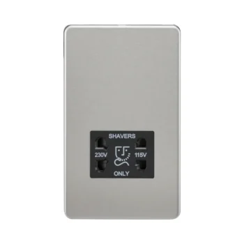 Knightsbridge SF8900BC Knightsbridge Screwless 115V/230V Dual Voltage Shaver Socket - Brushed Chrome with Black Insert