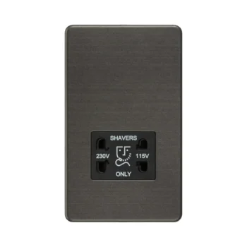 Knightsbridge SF8900SB Knightsbridge Screwless 115V/230V Dual Voltage Shaver Socket - Smoked Bronze with Black Insert