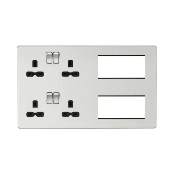 Knightsbridge SFR298BC Knightsbridge Screwless Combination Plate - Brushed Chrome with Black Insert
