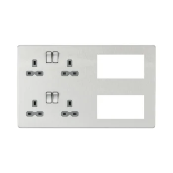 Knightsbridge SFR298BCG Knightsbridge Screwless Combination Plate - Brushed Chrome with Grey Insert