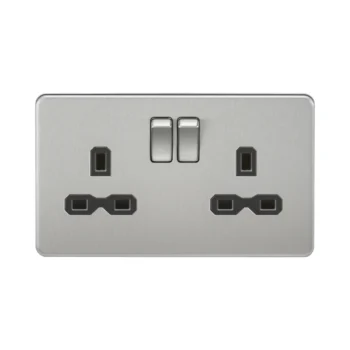 Knightsbridge SFR9000BC Knightsbridge Screwless 13A 2G DP Switched Socket - Brushed Chrome with Black Insert