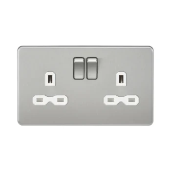 Knightsbridge SFR9000BCW Knightsbridge Screwless 13A 2G DP Switched Socket - Brushed Chrome with White Insert