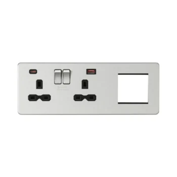 Knightsbridge SFR992LBC Knightsbridge Screwless USB Double Socket with 2G Euro Plate