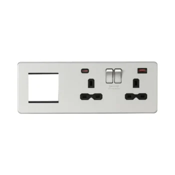 Knightsbridge SFR992RBC Knightsbridge Screwless 13A USB Double Socket with Euro Plate