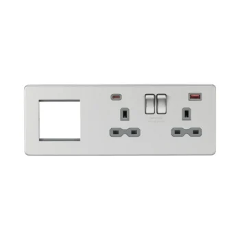 Knightsbridge SFR992RBCG Knightsbridge Screwless 13A 2G USB Socket with Euro Plate