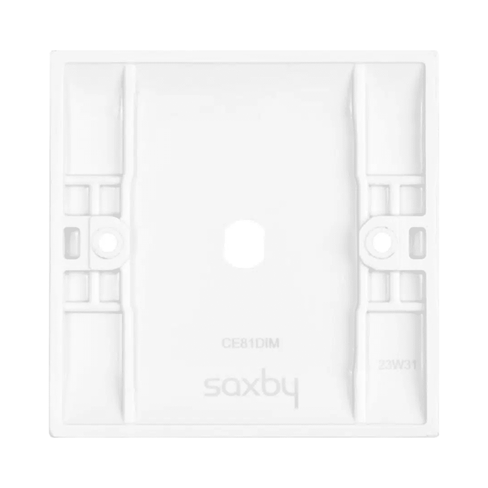Saxby CE81DIM Curved Edge 1G Dimmer Plate With Dimmer Cap 3 Saxby CE81DIM curved edge 1G dimmer plate, white antimicrobial finish, slim 6.5mm design, includes matching dimmer cap.