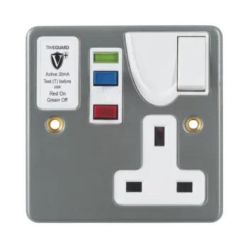 Timeguard RCD03MAVN Timeguard Valiance+ RCD Protected Active Single Gang Metal Switched Socket 2