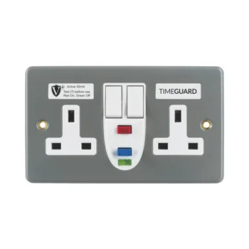 Timeguard RCD07MAVN Timeguard RCD Protected Double Gang Metal Switched Socket – Active 2