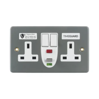Timeguard RCD08MPVN Timeguard RCD Protected Double Gang Metal Switched Socket – Passive 2