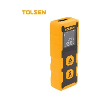 Tolsen 35172 Laser Distance Meter with 0.2–20m range, ±2mm accuracy, ABS & rubber housing, and backlit screen for simple on-the-go measurements.