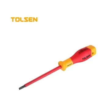 Tolsen | V30204 | VDE Slotted Screwdriver | 0.4×2.5×75mm Tolsen V30204 Tolsen V30204 VDE Slotted Screwdriver 0.4×2.5×75mm is designed for professional electrical installation and maintenance work. VDE certification confirms testing to EN60900 standards for safe use on live electrical circuits up to 1000V.