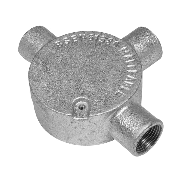 Unicrimp QCB320G – 20mm 3 Way Galvanised Conduit Box – Pack of 1 1 Unicrimp QCB320G 20mm 3 Way Galvanised Conduit Box