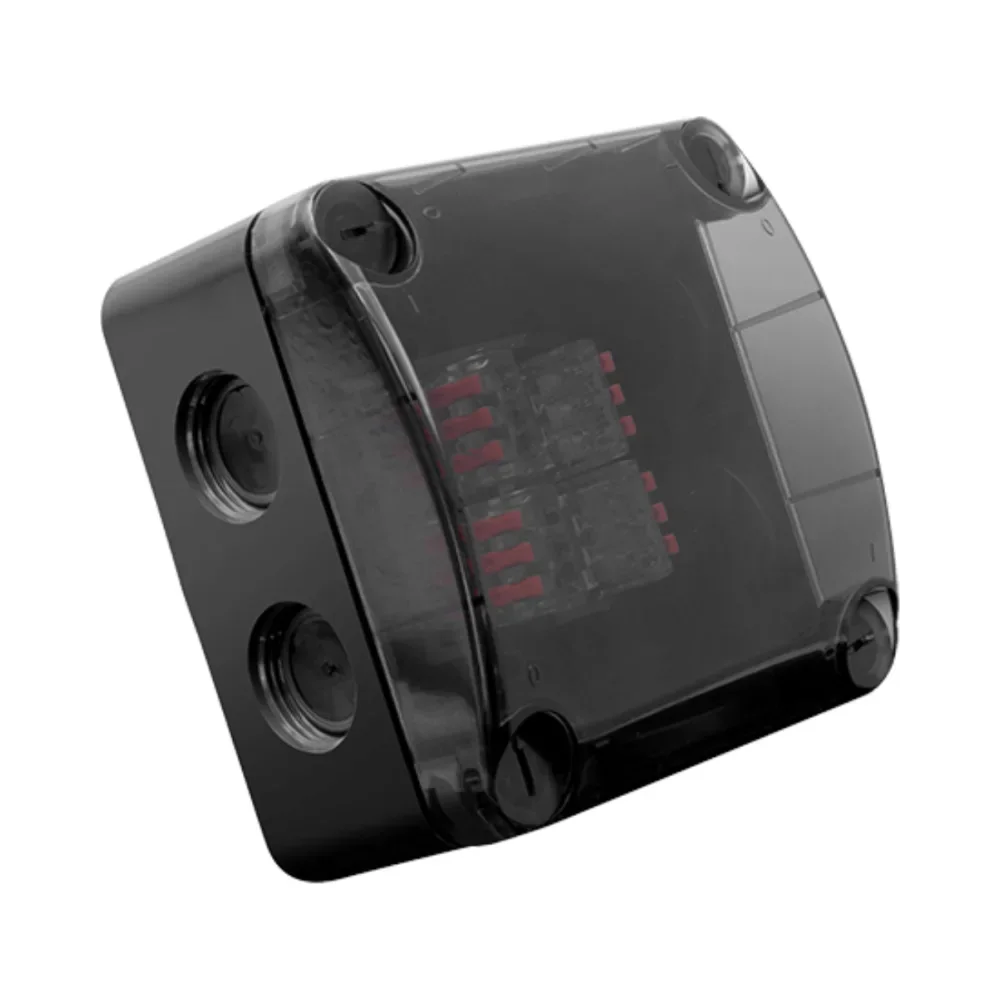 Unicrimp QOE8553BLKTF IP66 Box with 4 Lever Connectors - Black/Clear Lid 1 Unicrimp QOE8553BLKTF IP66 Box with 4 Lever Connectors - Black/Clear Lid