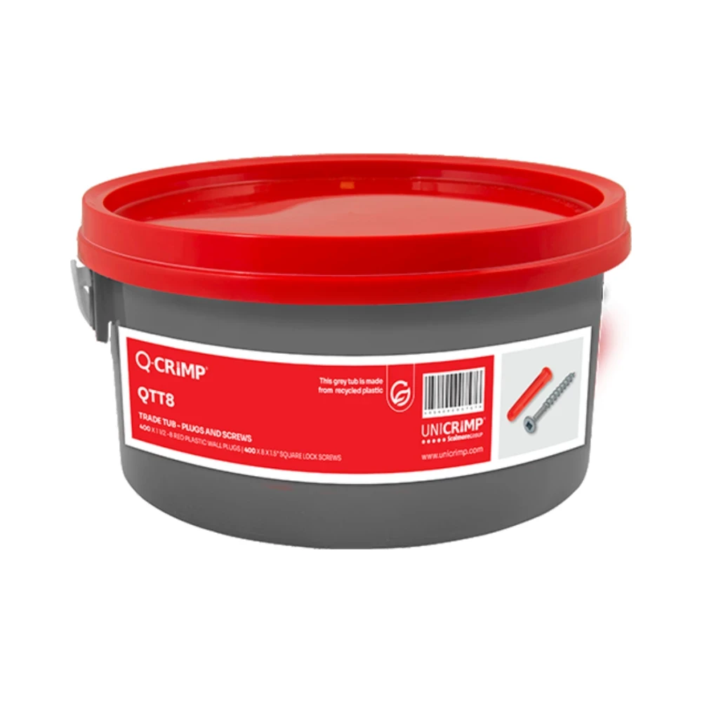 Unicrimp QTT8 Trade Tub SL Screws with Red Wall Plugs 1 Unicrimp QTT8 Trade Tub SL Screws with Red Wall Plugs