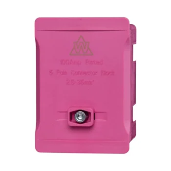 WCED WTB5-PK 100A 5 Way Single Pole Pink Terminal Block for Functional Earth