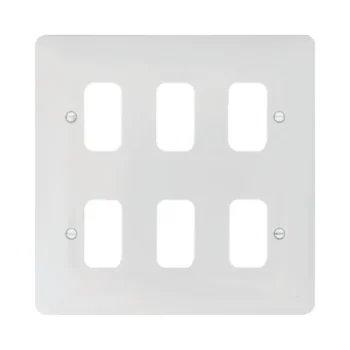 Hager WMGP6 Hager 6 Gang White Moulded Grid Plate