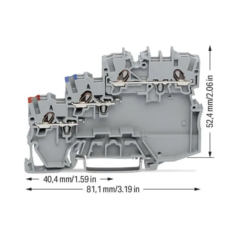 Wago 2000-5311 3-Conductor Sensor Terminal Block with Coloured Conductor Entries - 1 mm² Grey 2 Wago 2000-5311 Wago 2000 3-Conductor Sensor Terminal Block with Colored Conductor Entries - 1 mm² Grey 2