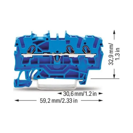 Wago 2002-1304 3-Conductor Through Terminal Block - 2.5mm² Blue 2 Wago 2002-1304 3-Conductor Through Terminal Block - 2.5mm² Blue 2