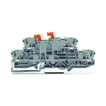 Wago 2002-2951 Wago 2002 Double-Deck Double-Disconnect Terminal Block with 2 Pivoting Knife Disconnects - 2.5 mm² Grey 1