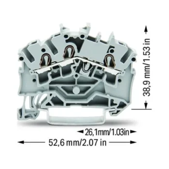 Wago 2002-6301 Wago 2002 3-Conductor Through Terminal Block - 2.5 mm² Grey 2