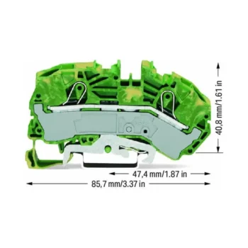 Wago 2016-7607 Wago 2 Conductor Ground Terminal Block 2016-7607 -  Pack of 1 2