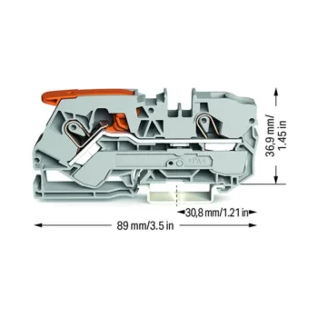 Wago 2110-1201 Wago 2110 2-Conductor Through Terminal Block with Lever and Push-In Cage Clamp - 800V 57A 10 mm² Grey 2
