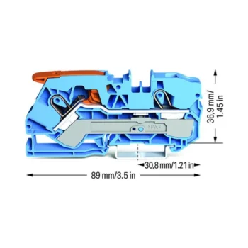 Wago 2110-1204 Wago 2110 2-Conductor Through Terminal Block with Lever and Push-In Cage Clamp - 800V 57A 10 mm² Blue 2