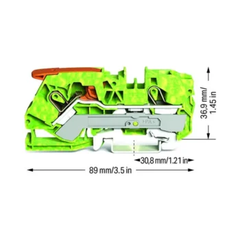 Wago 2110-1207 Wago 2110 2-Conductor Ground Terminal Block with Lever and Push-In Cage Clamp - 10 mm² Green-Yellow 2